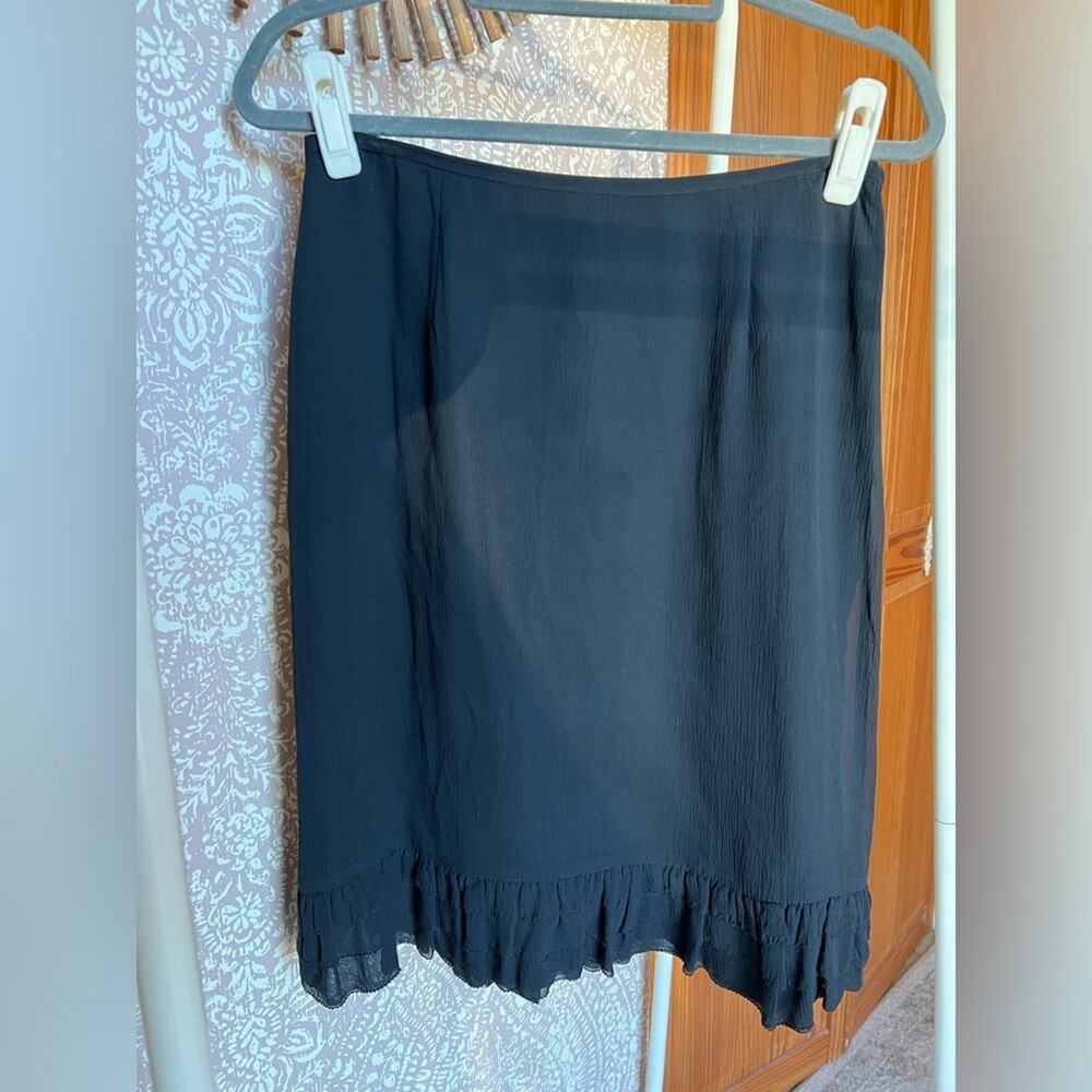 Vintage Ann Taylor Black‎ Business Ruffle Midi Pencil Skirt